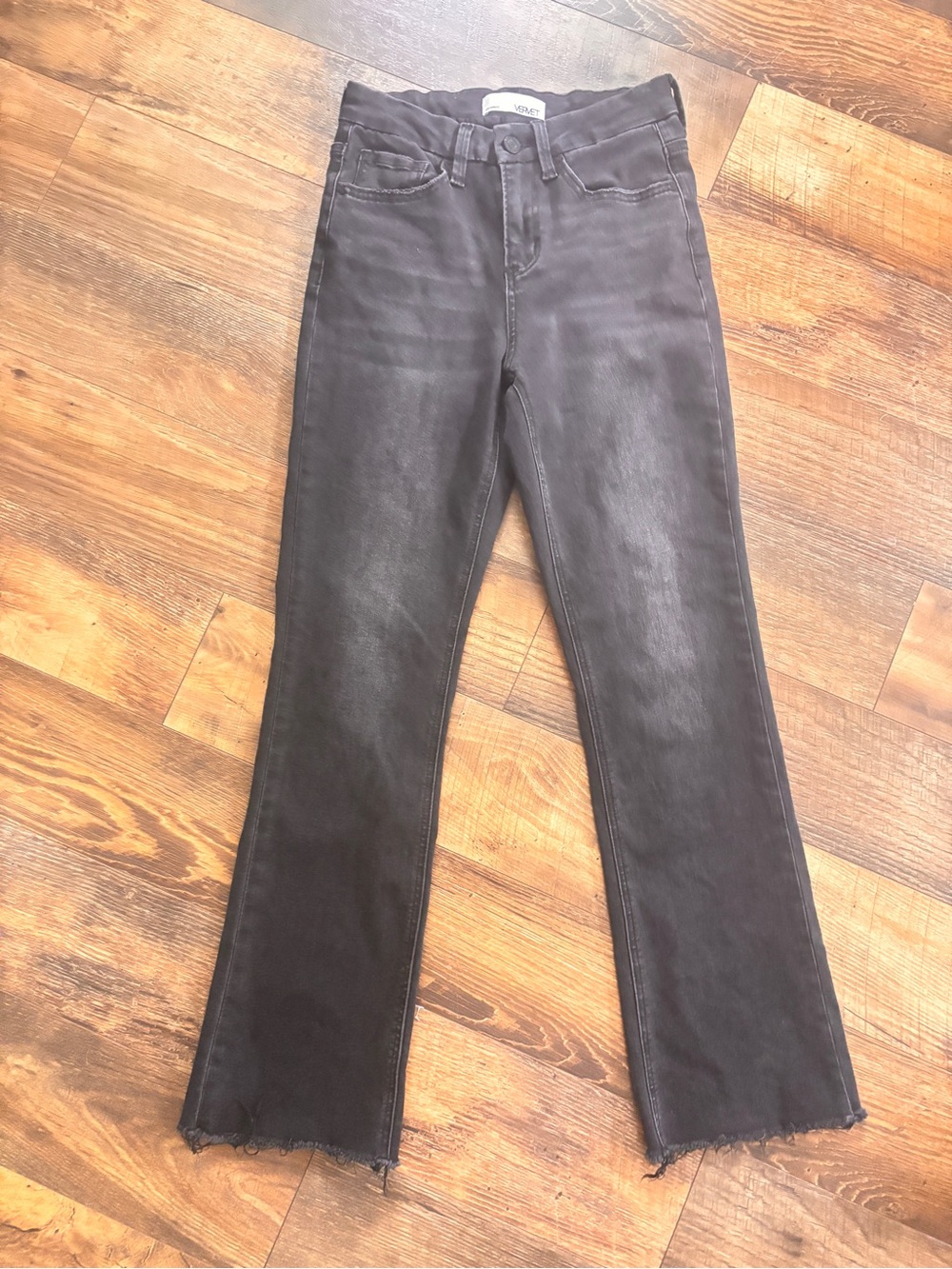 VERVET Black High Rise Raw Hem Flare Jeans Size 25 - Picture 2 of 9
